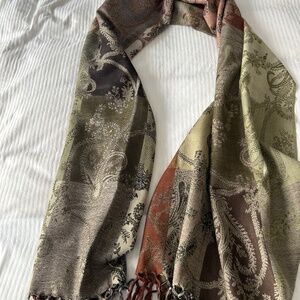 MOKSHA Shawl Wrap Scarf 100% Fine Wool Elegant Colors 80 X 27” EUC